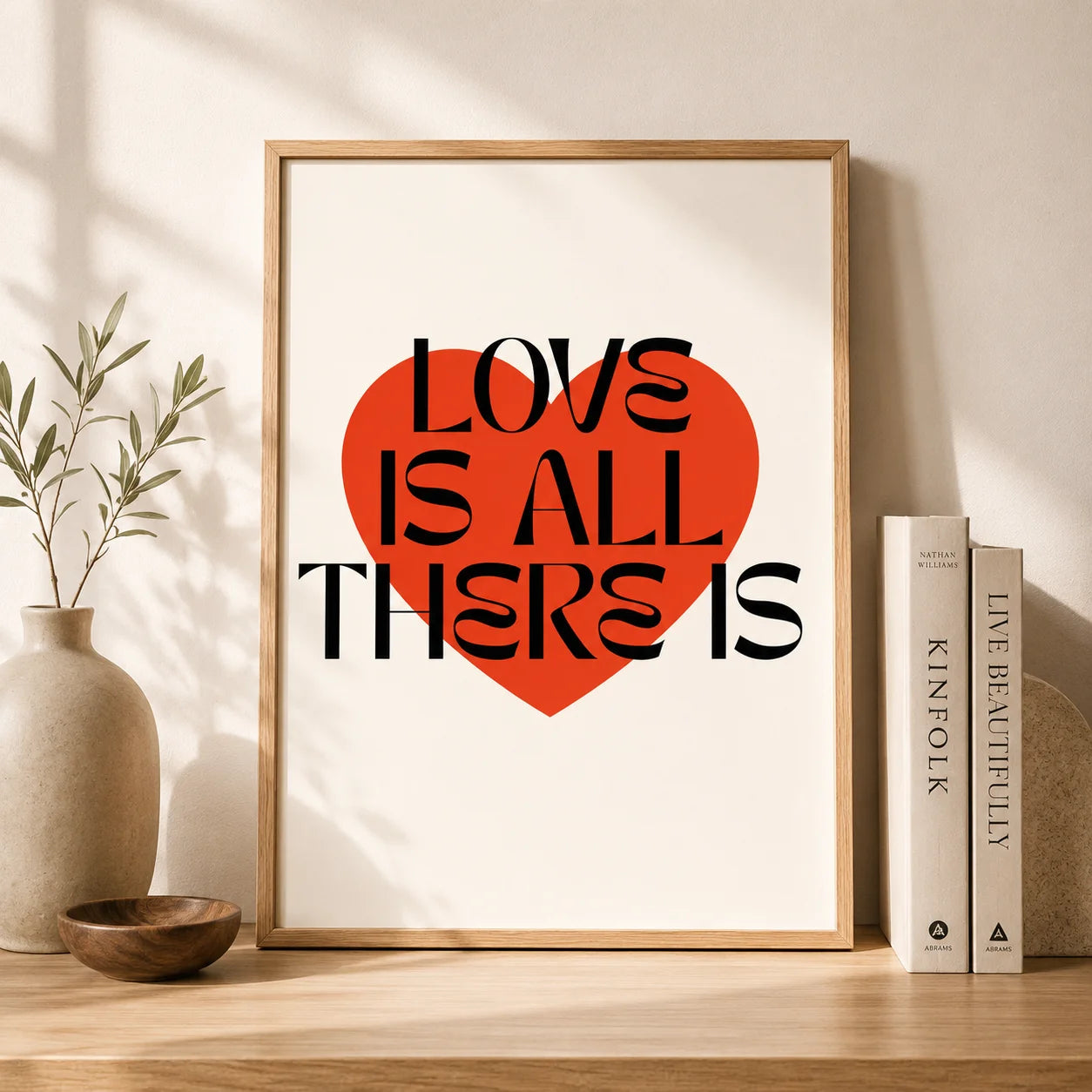 Nordic Minimalist Love Quote Canvas Wall Art | Unframed Print Canvas Wall Art Peaceful Pleasures Health and Wellness