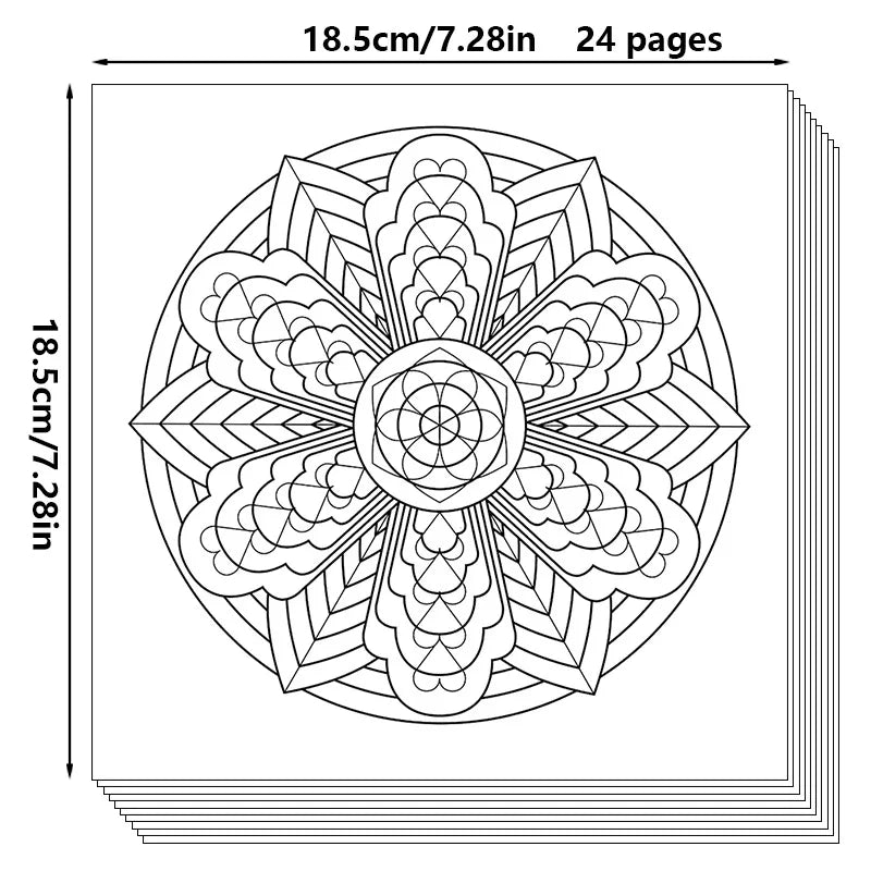 24 Page Mandala Coloring Book Graffiti Drawing Adult Stress Relief