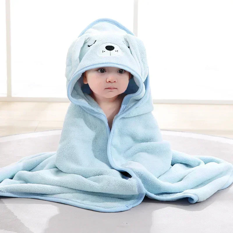 Baby Hooded Bath Towel | Cartoon Animal Coral Fleece 0–12M