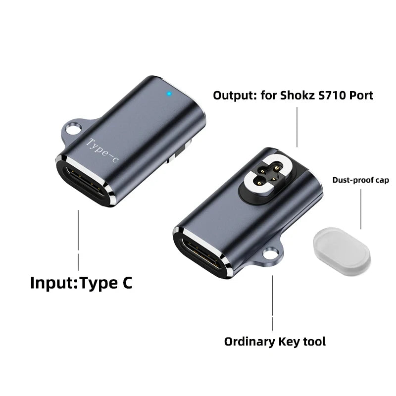 Portable Headphone Charger Adapter for SHOKZ OpenSwim Pro S710 USB C Fast Charging Converter for Shokz Magnetic Connector Peaceful Pleasures Health and Wellness Type 1