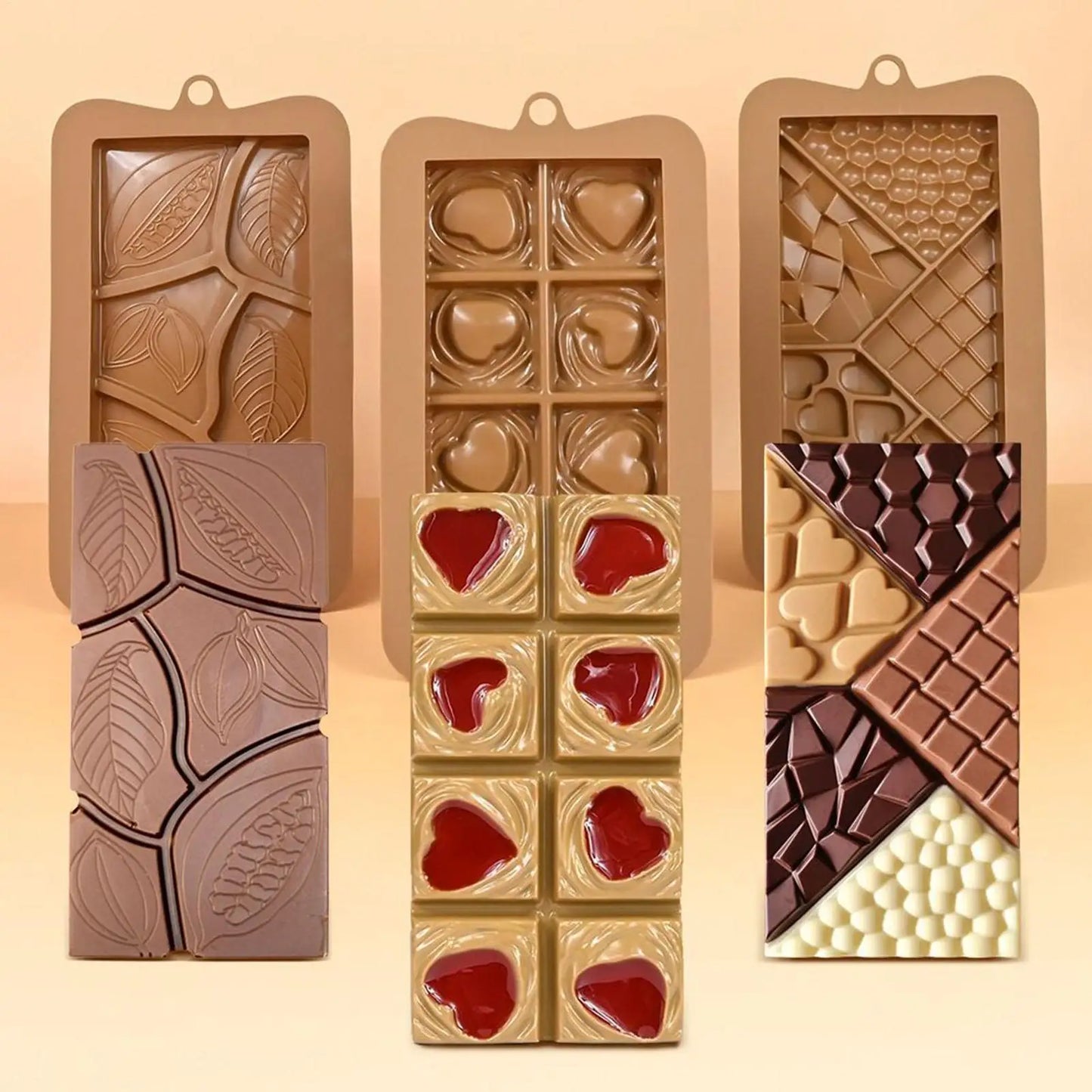 Candy Bar Molds Food Grade Non Stick Flexible Mould Silicone Chocolate Molds for Snacks Desserts Protein Energy DIY Handmade Peaceful Pleasures Health and Wellness