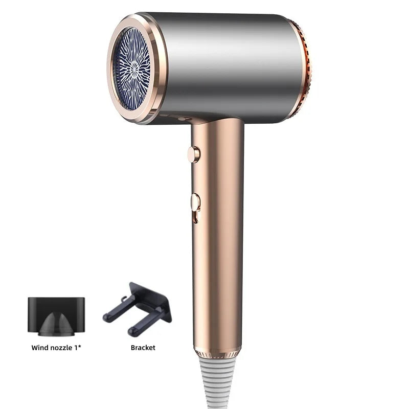 New Low Radiation Hair Dryer With UK/US/EU Plug, 29 Second Quick Drying, Ultra Quiet Blue Light Negative Free Hammer Hair Dryer Peaceful Pleasures Health and Wellness golden-220V EU
