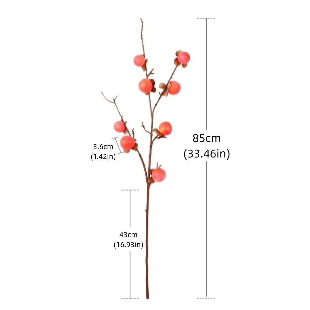 Artificial Persimmon Branch 8 Heads | Realistic Foam Fruit Decor