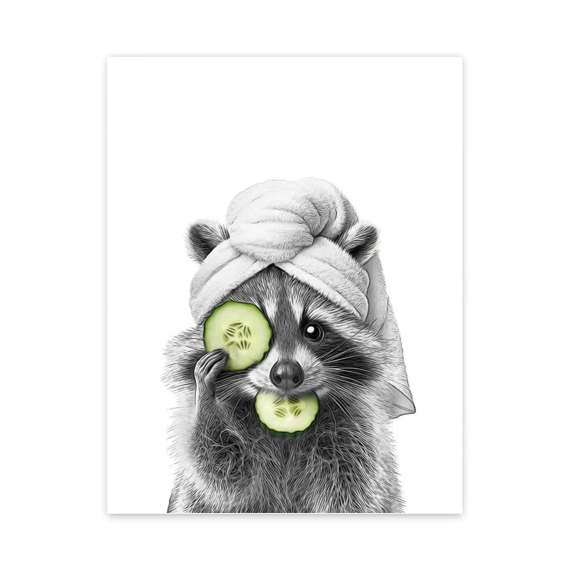 1pc frameless Canvas painting Cat Giraffe Dog Elephant Toilet Paper Bathtub Funny Bathroom Poster Print Canvas Painting Wall Peaceful Pleasures Health and Wellness R 20x30cm Unframed