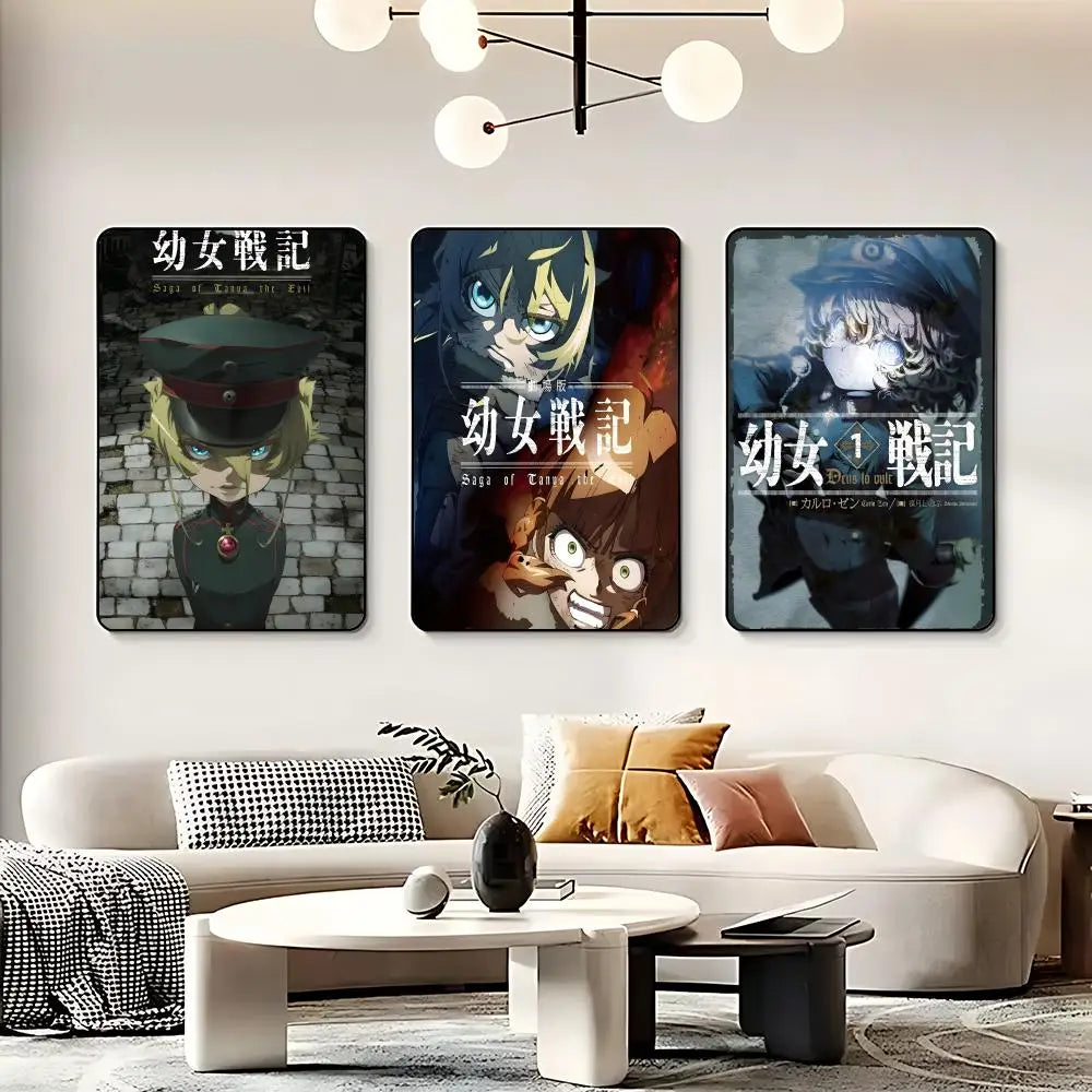 Anime S-Saga of Tanya the Evil Poster HD Self Adhesive Waterproof Wall Art Ideal for Home Office Dorm Bedroom Great Gift Peaceful Pleasures Health and Wellness