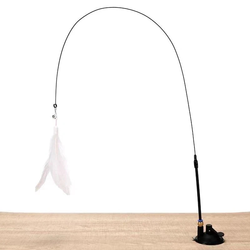 Hands-Free Suction Cup Cat Feather Wand Interactive Toy