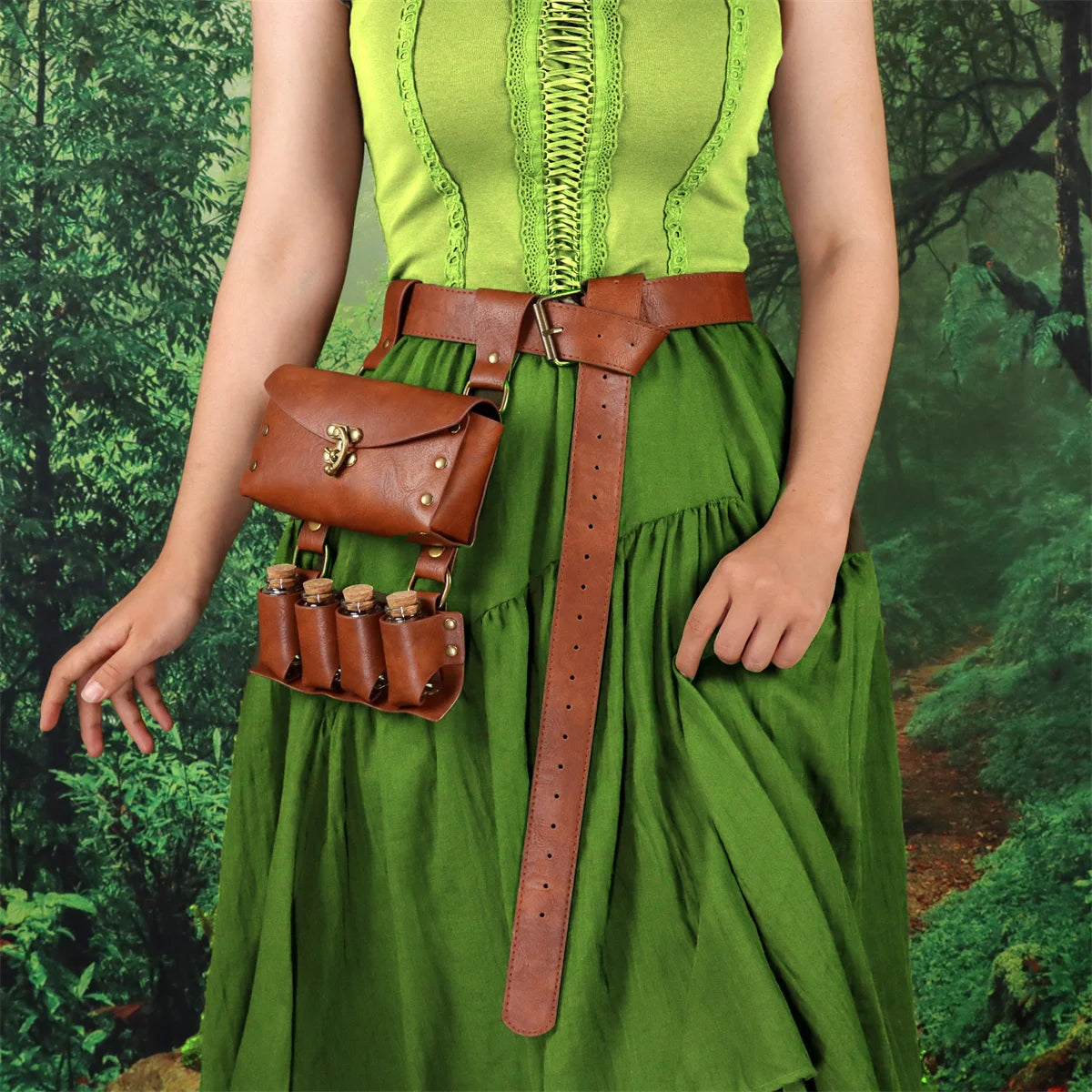 Renaissance Leather Belt Medieval Wizard Alchemy Glass Magic Bottle