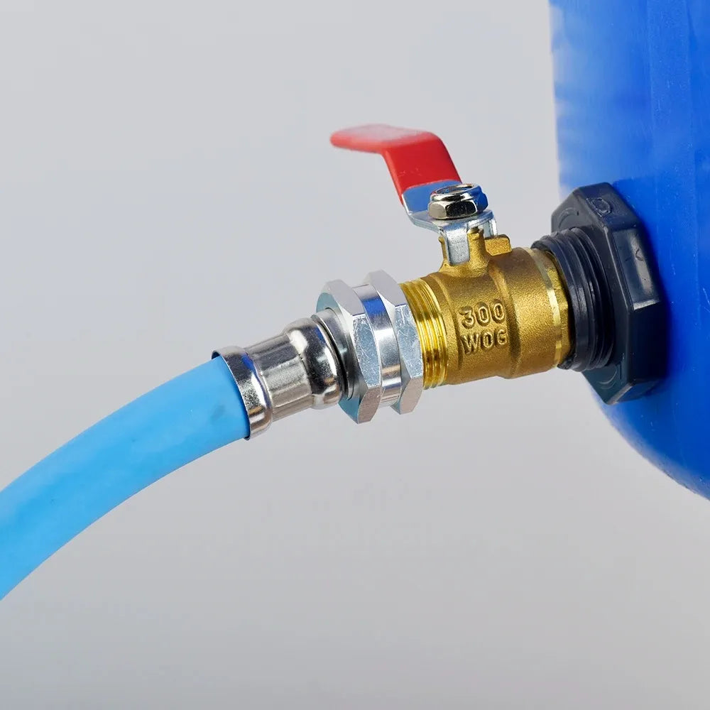 Rain Barrel Overflow Kit – Brass Ball Valve & Hose Adapter
