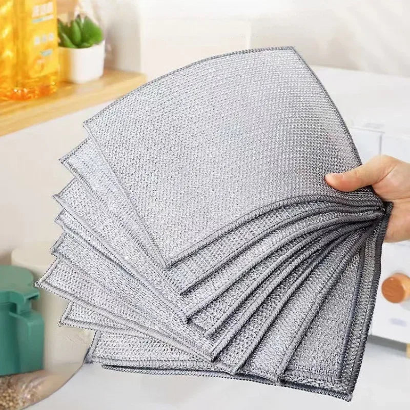 Microfiber Steel Wire Scouring Pads – Kitchen Scrubbers 3–10 pcs