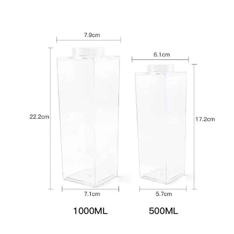 Milk Carton Water Bottle 500ml/1000ml | Leakproof & Reusable