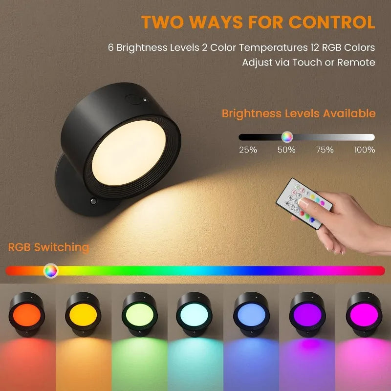 RGB Wall Lamp Dimmable LED Night Light with Remote Control