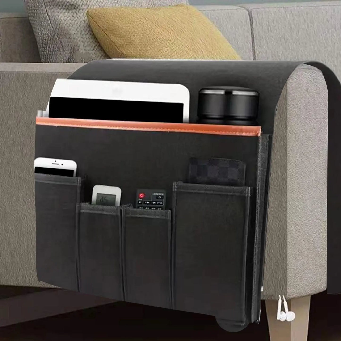 Non-Slip Sofa Armrest Organizer – 5-Pocket Storage Pouch