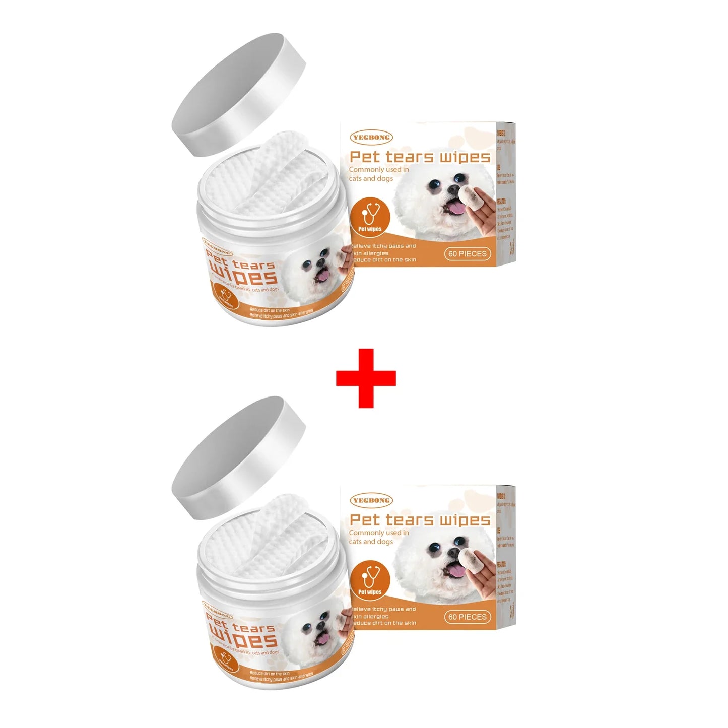 Pet Eye Wipes – Tear Stain Remover for Dogs & Cats 60 Pads