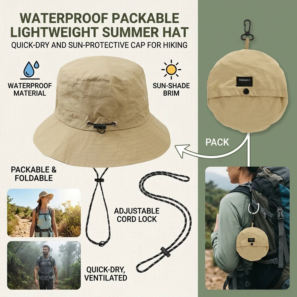 Men's Waterproof Quick-Dry Foldable Sun Hat for Outdoor Hiking and Travel Peaceful Pleasures Health and Wellness