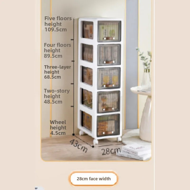 Rolling Cart with 4-Wheel Casters Multi-Tiered Under Desk Storage Organizer for Home Sliding Drawers Smooth-Gliding Wheels Peaceful Pleasures Health and Wellness 28cm 4 Layer