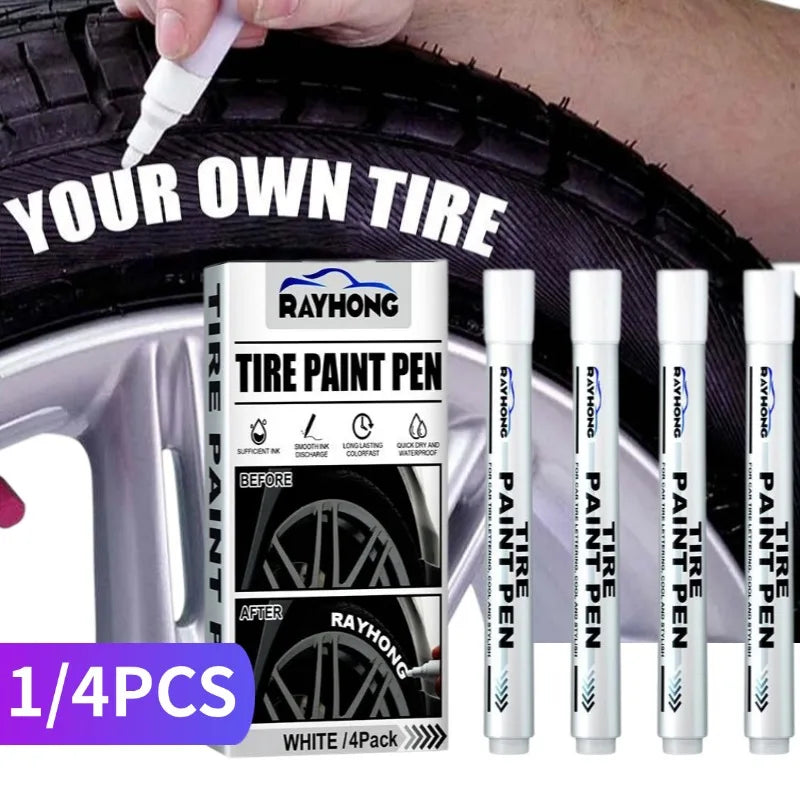 White Tire Paint Marker Pens – Waterproof & Quick Dry