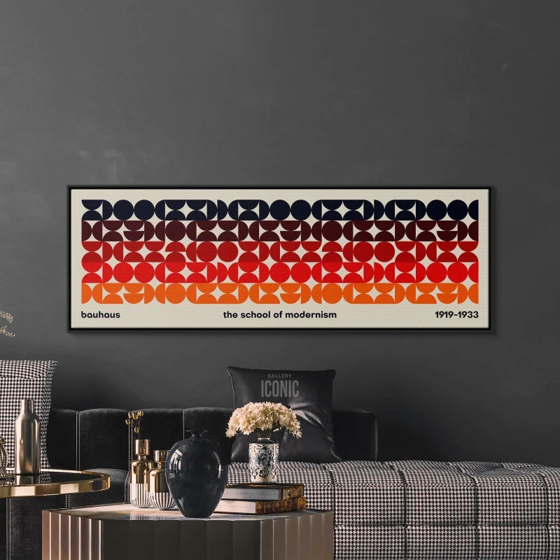 Mid Century Modern Bauhaus Panoramic Canvas Print | Wall Art Panoramic Canvas Print Peaceful Pleasures Health and Wellness
