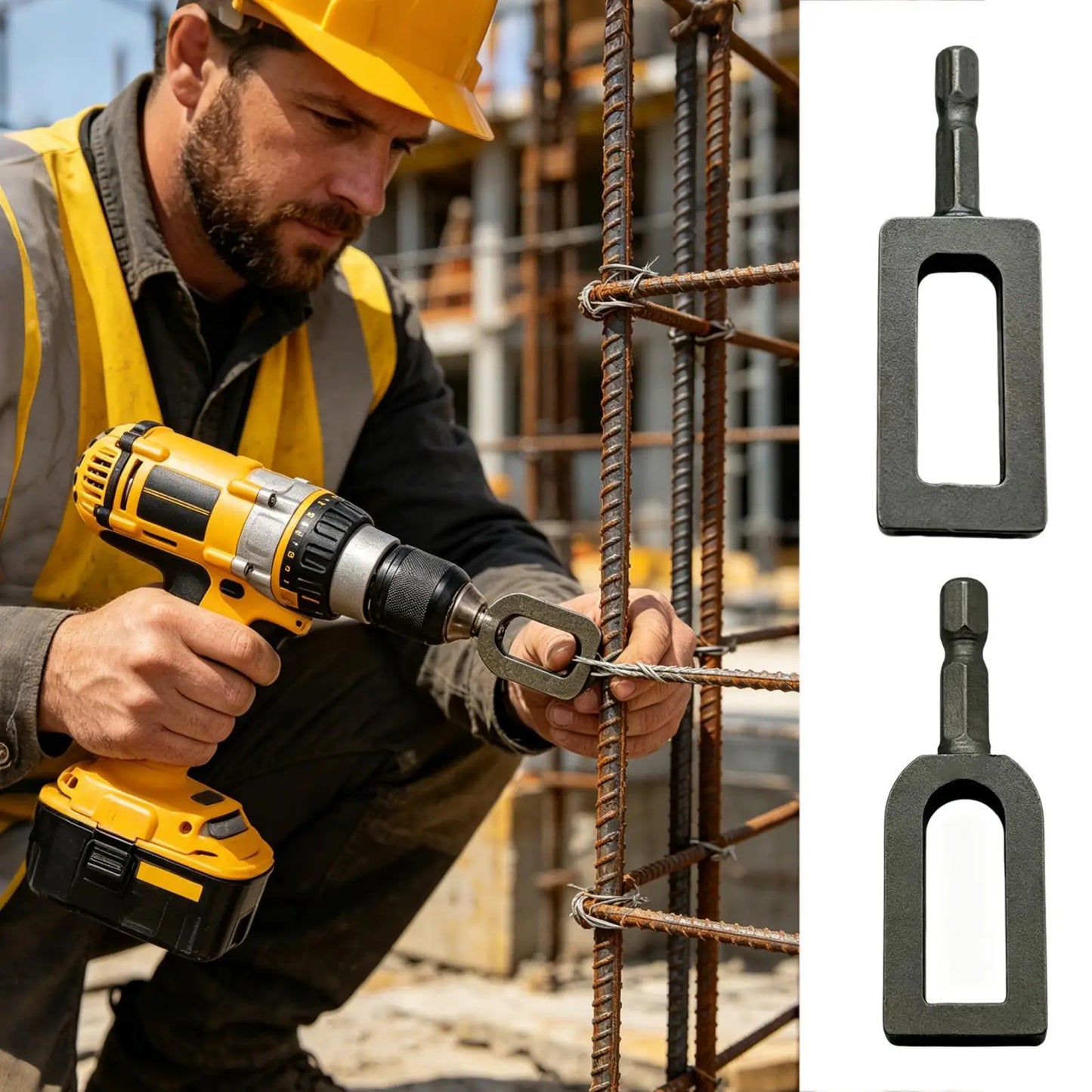Tie Wire Twister Drill Bit | Hexagonal Wire Tying Attachment