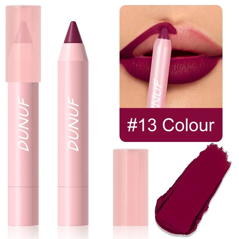 18-Color Matte Velvet Lip Liner Pencil | Waterproof Long-Lasting
