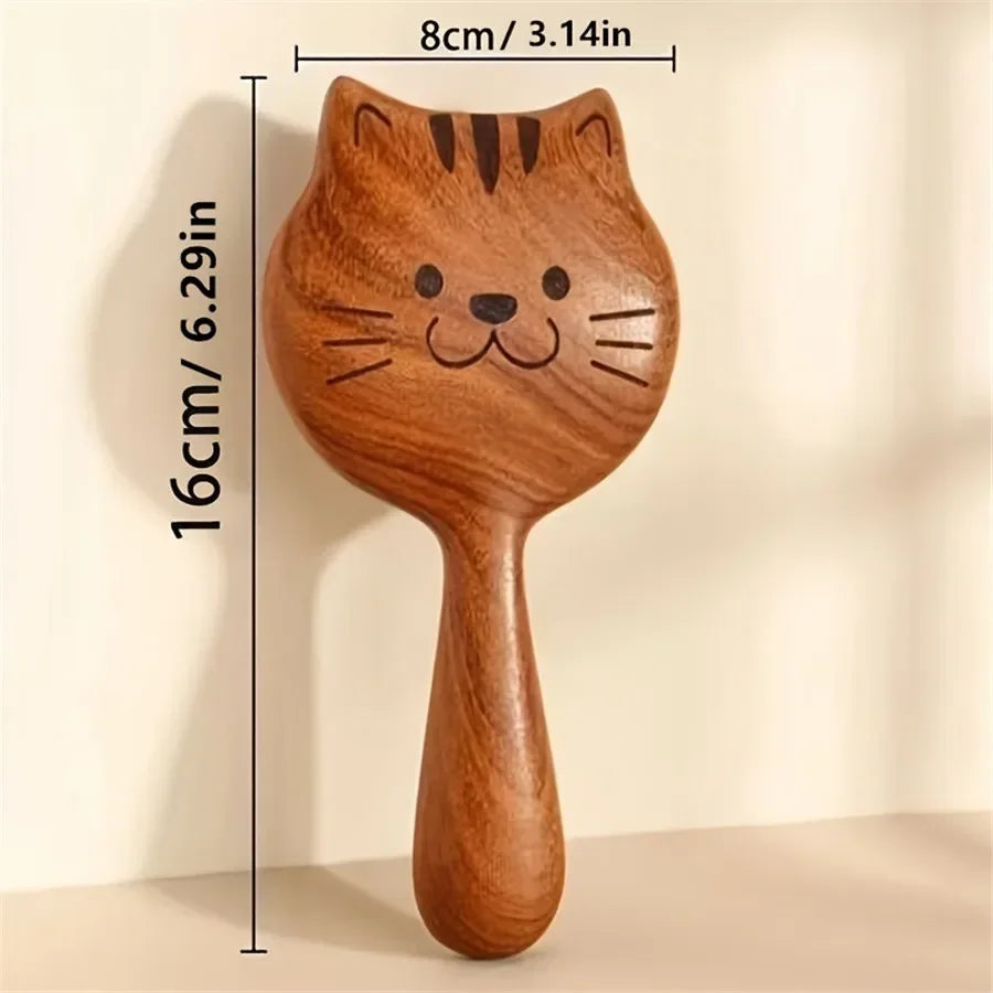 Kitten Shape Wood Air Cushion Scalp Massage Comb for Women