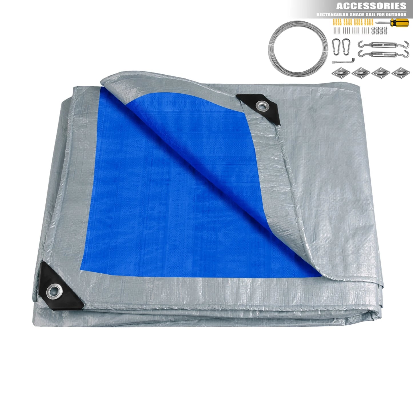 Heavy Duty Waterproof Tarp UV Resistant with Grommets – 5 Sizes