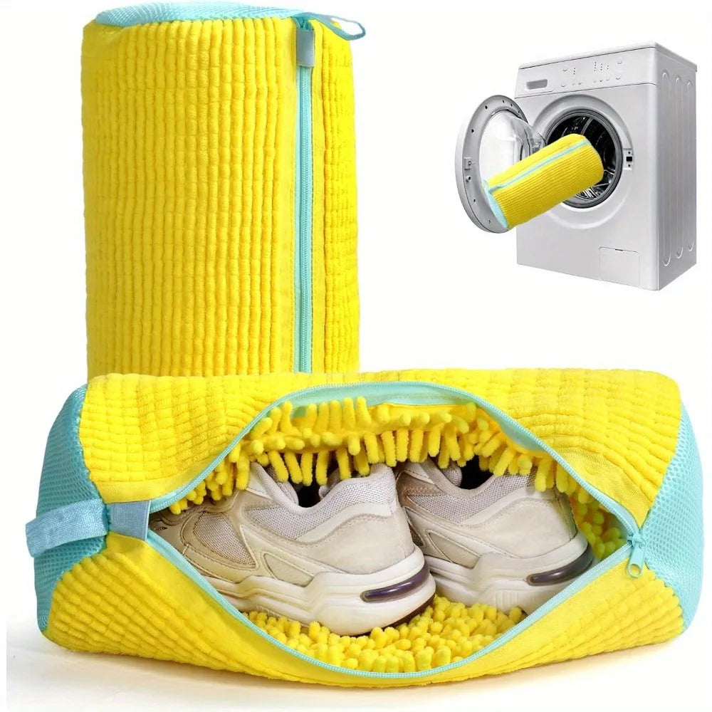 Washing Machine Shoe Bag Sneaker Laundry Protector Anti Deformation Mesh Bag Lazy Helper for Shoes Care with Zipper Closure Peaceful Pleasures Health and Wellness