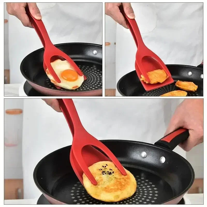 2-in-1 Silicone Spatula Tongs – Egg, Pancake & Steak Turner
