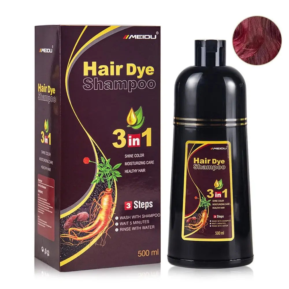 Meidu 3-in-1 Herbal Hair Dye Shampoo 500ml – Men & Women