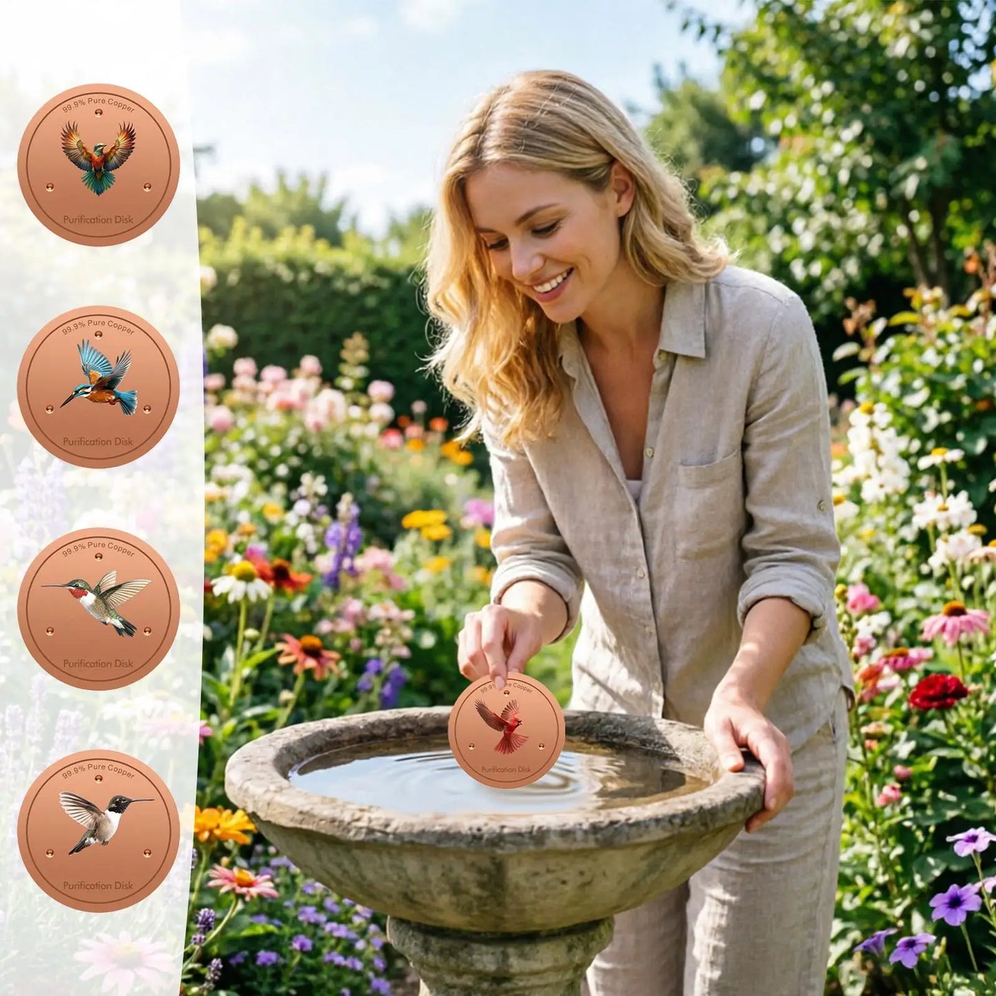 Copper Disc for Bird Bath – 10cm Water Purification Disk