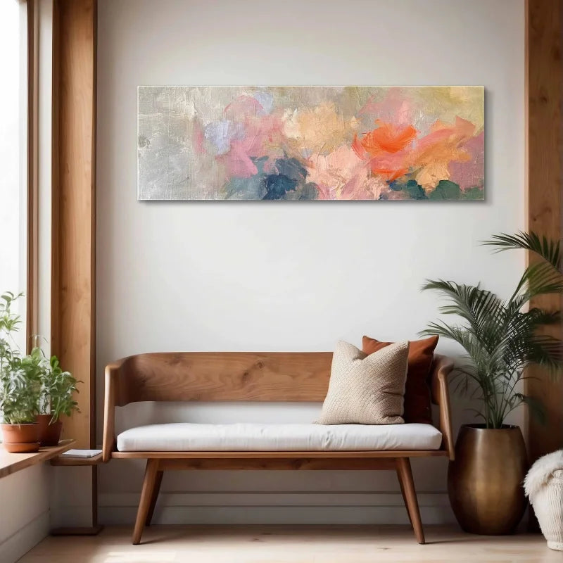 Abstract Moody Floral Wall Art, Panoramic Wall Art Decor Unframed, Large Flower Print, Wide Floral Art, Above Bed/Sofa Decor Peaceful Pleasures Health and Wellness