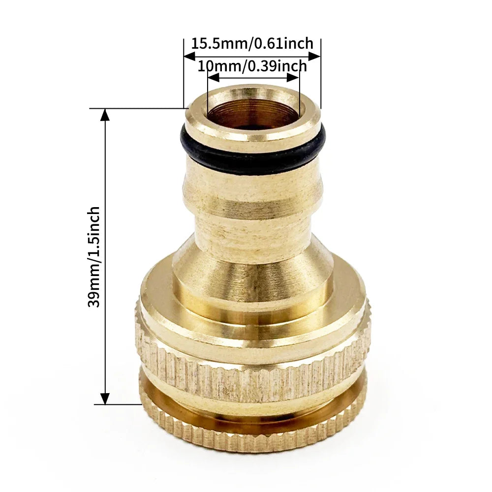 Brass Faucet Tap Connector Mixer Hose Adaptor Quick Connecter 1/2 3/4 Copper Hose Coupling Adapter Garden Watering Fittings Tool Peaceful Pleasures Health and Wellness