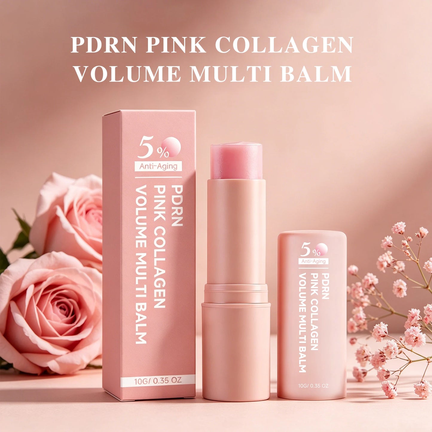 PDRN Pink Collagen Multi Volume Balm Stick Anti Wrinkles Firming Improve Fine Lines Even Tone Revitalize Skin Care Cream Stick Peaceful Pleasures Health and Wellness