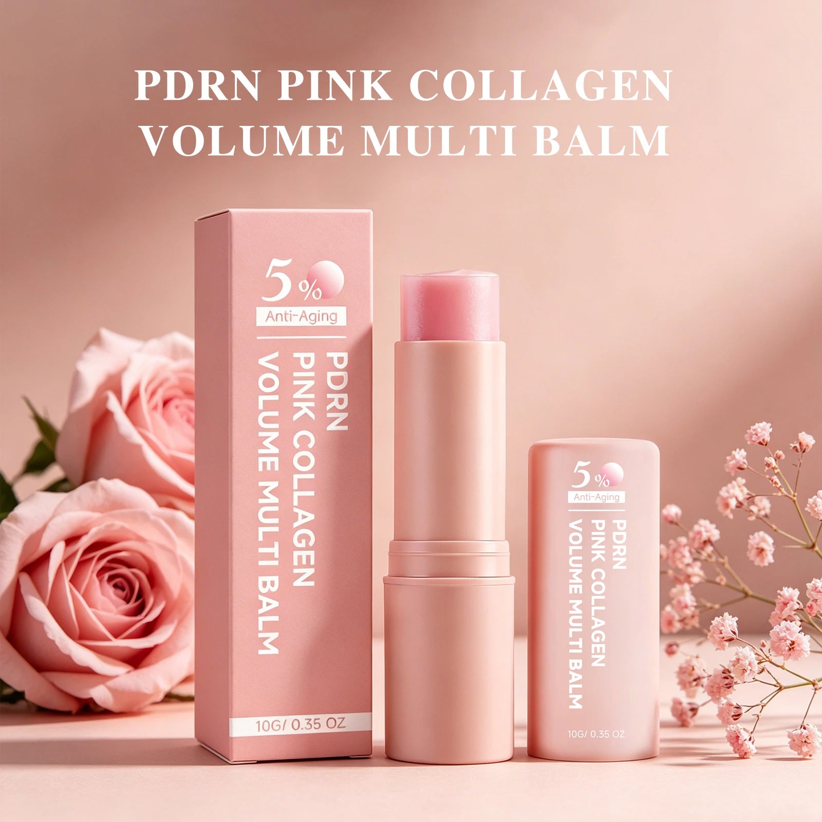 PDRN Pink Collagen Multi Volume Balm Stick Anti Wrinkles Firming Improve Fine Lines Even Tone Revitalize Skin Care Cream Stick Peaceful Pleasures Health and Wellness