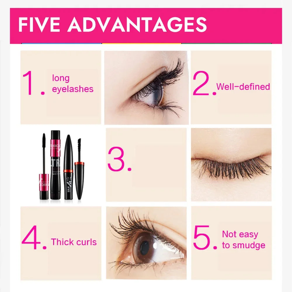 3D Fiber Lash Mascara Kit (2 tubes) Waterproof voluminous Long-lasting Creates Long Naturally Curled Eyelashes Without Smudging Peaceful Pleasures Health and Wellness
