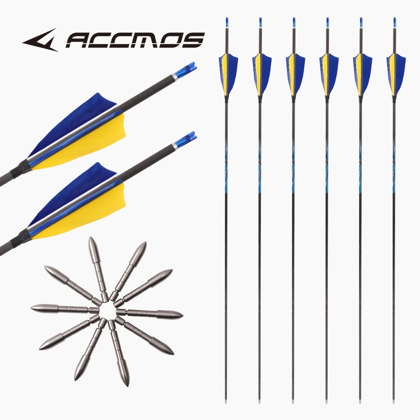 ACCMOS Archery Pure Carbon Complete Arrow ID Spine 300-1000 Recurve