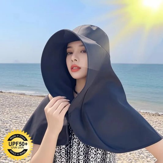 Summer Women's Sun Protection with Neck Cover Sunshade Protection Hat Large Brim Face Covering Hat Face Mask Neck Protection Hat Peaceful Pleasures Health and Wellness
