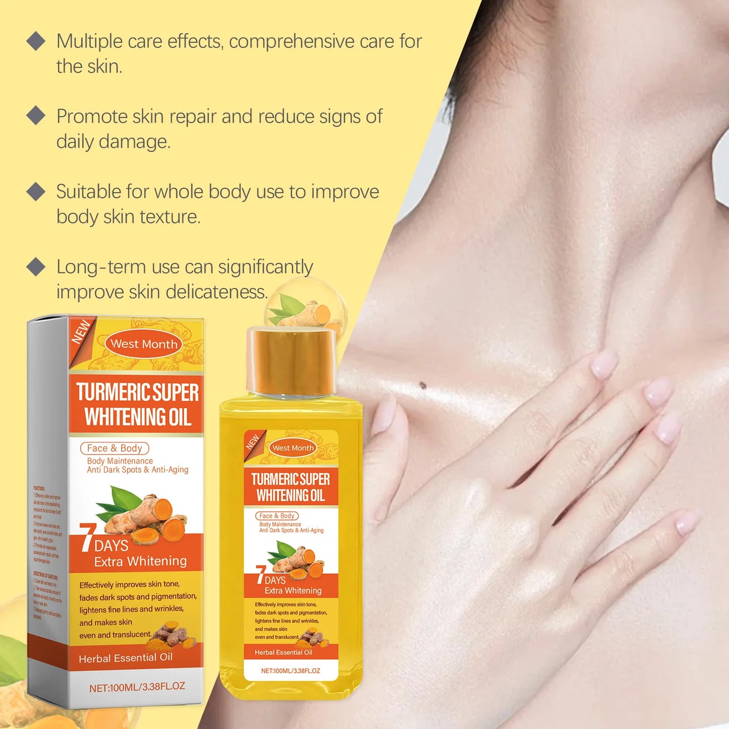 Turmeric Body Oil – Brightening & Moisturizing Skin Care 100ml