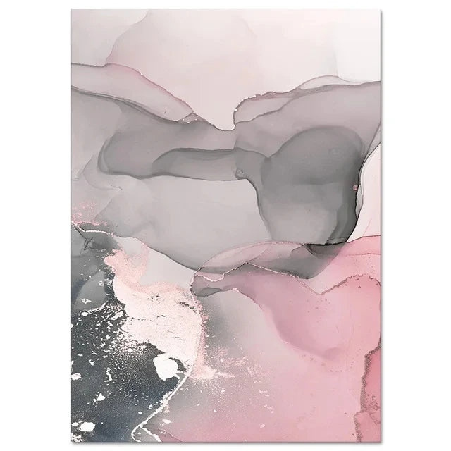 1pc frameless Canvas painting Scandinavian Abstract Pink Grey Marble Posters Prints Canvas Painting Wall Art Pictures Nordic Peaceful Pleasures Health and Wellness B 50x70cm Unframed