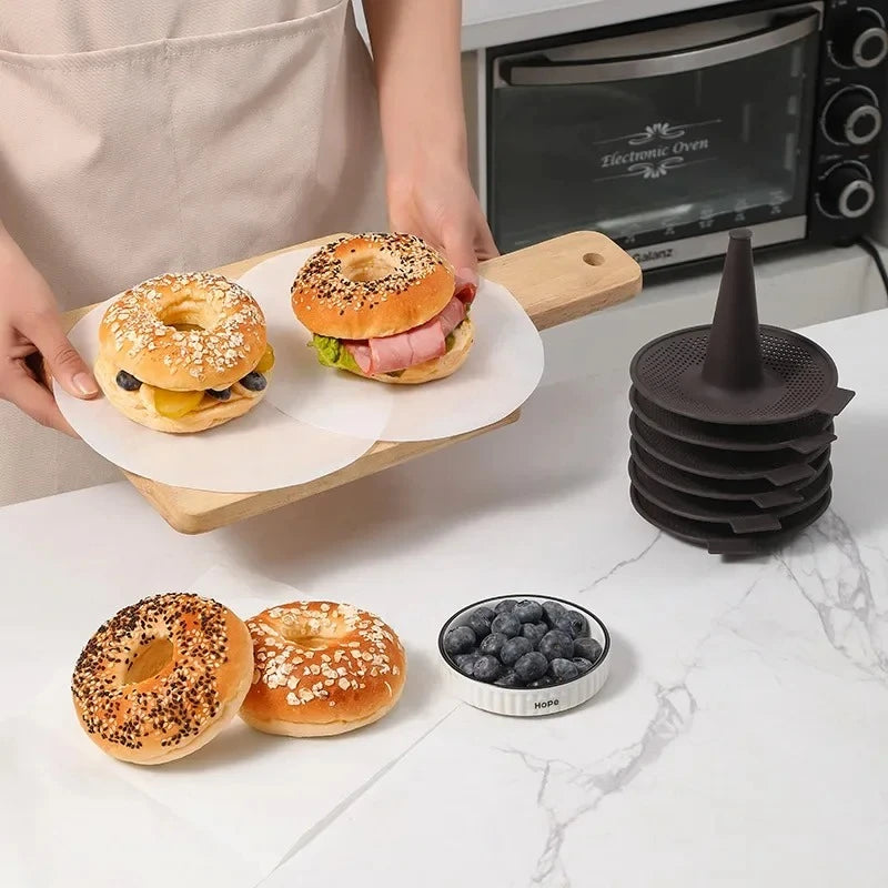 6pcs Bread Donut Silicone Mold Baking Cake Mousse Pudding Mold Oven Mold Kitchen Home Use Baking Supplies Baking Tools Peaceful Pleasures Health and Wellness