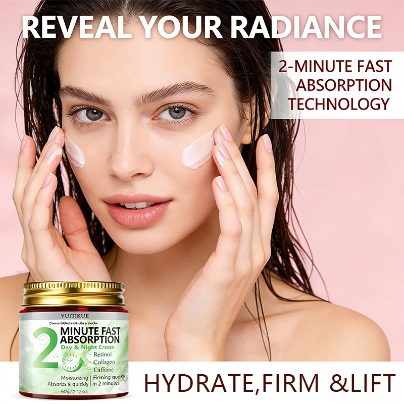 Yuitikue 2 Minute Fast Absorption Day & Night Cream, 60g Retinol Collagen & Caffeine Moisturizer for Firming & Lifting Skin Care Peaceful Pleasures Health and Wellness