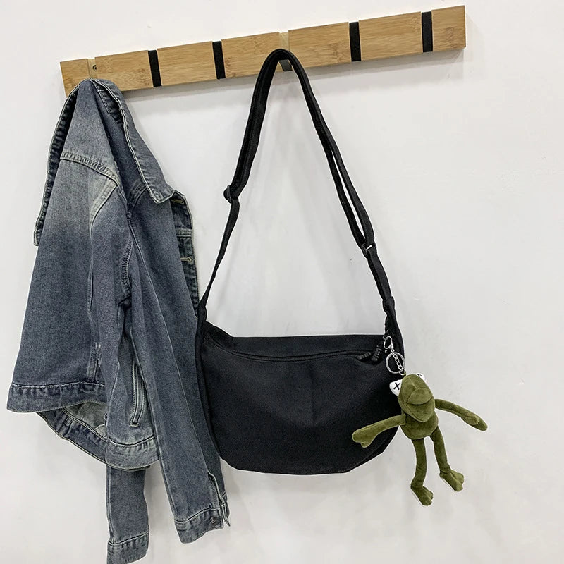 Large Canvas Crossbody Bag – Unisex Hip-Hop Street Style
