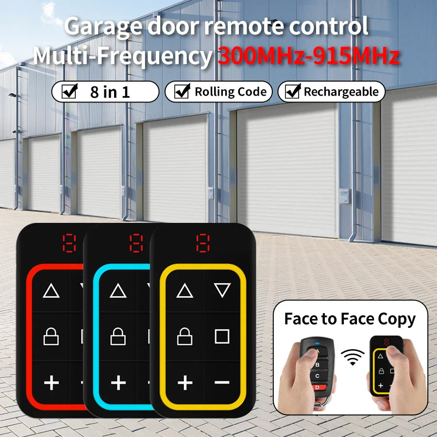 8-Channel 300-915MHz Garage Door Remote Duplicator | 433 868MHz