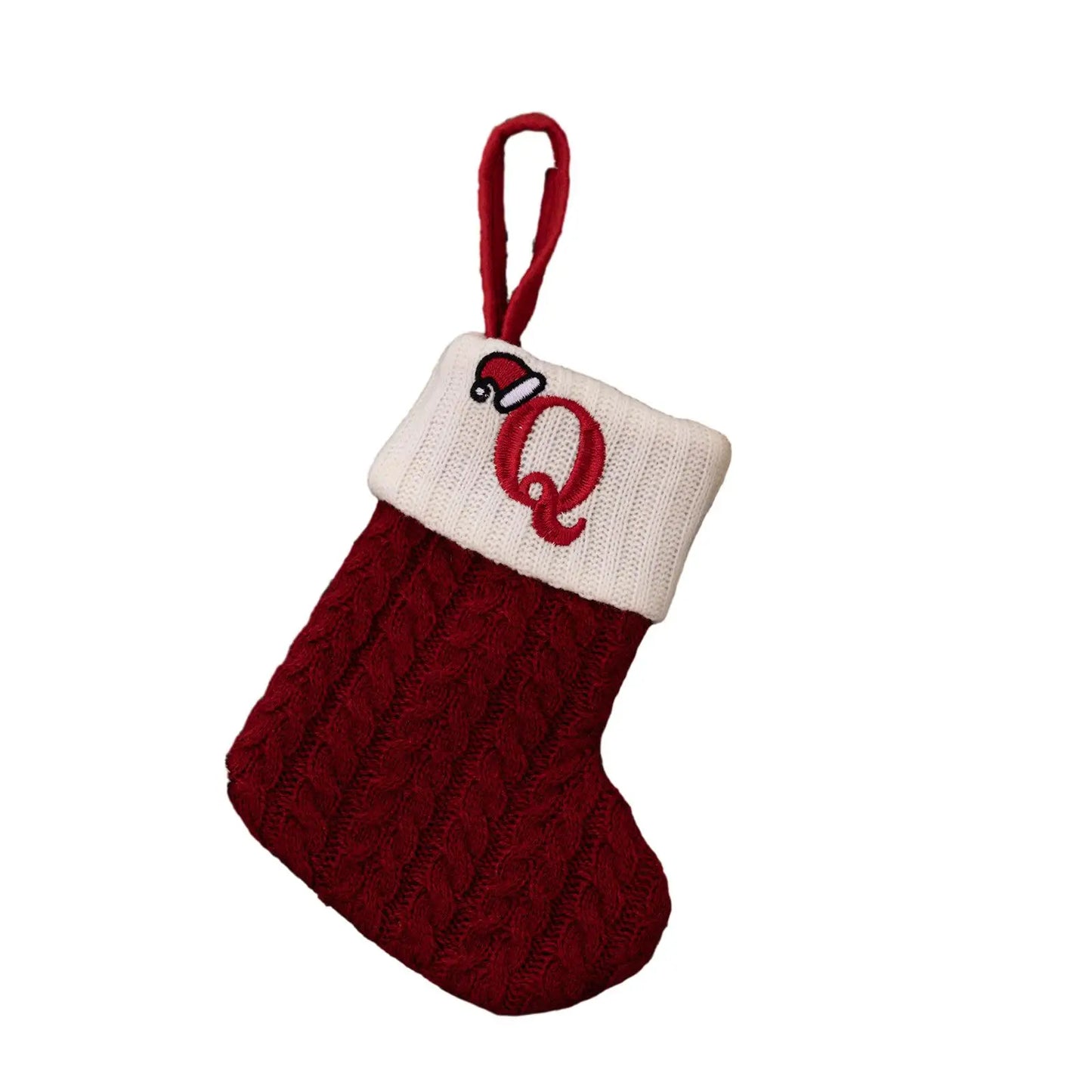 Knitted Christmas Stocking Ornament – Snowflake & Alphabet