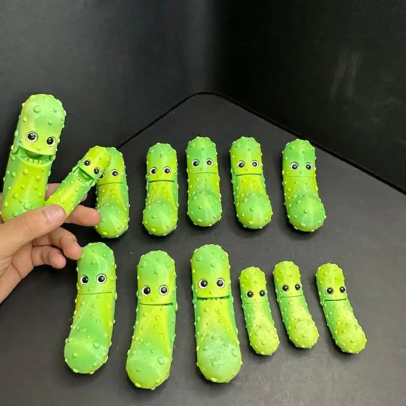 3D Printed Articulated Cucumber Figurine | Vegetable Desk Toy