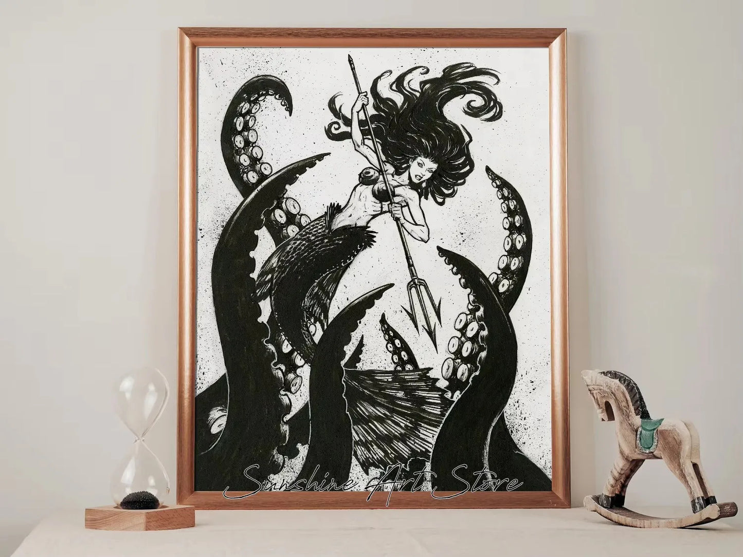 Witch Dark Goddess Black Magic Poster Canvas Printing Witch Black Cat Wall Art Decor Gothic Style Girls Room Bar Wall Decoration Peaceful Pleasures Health and Wellness ZLH5261 90x130cm No Frame