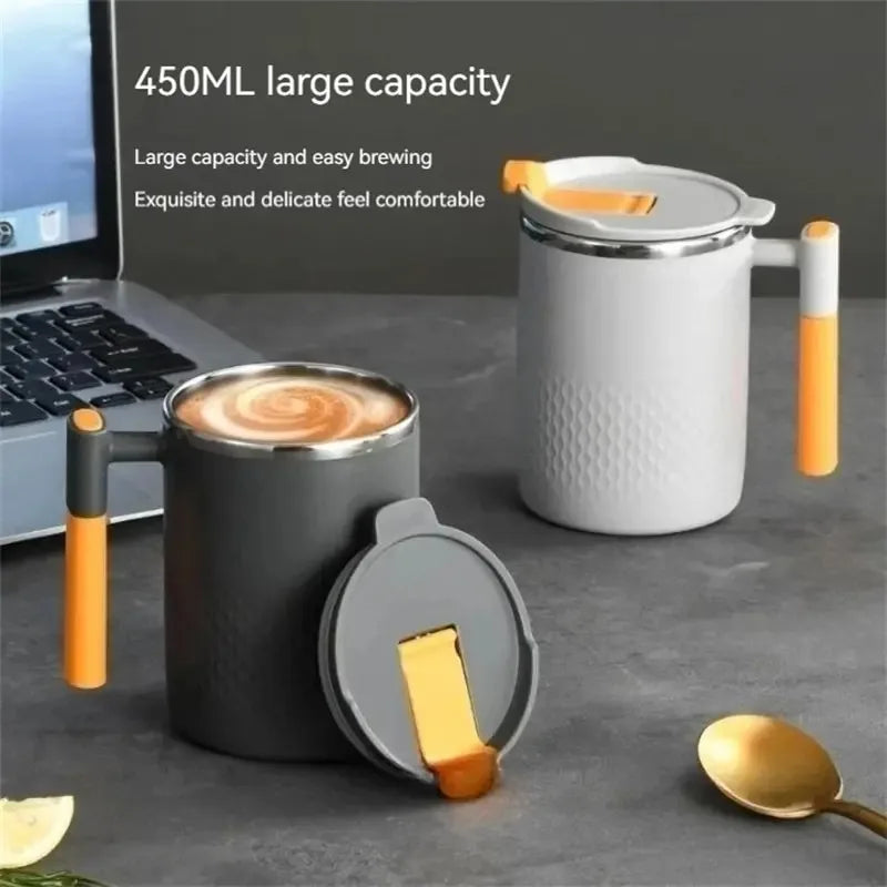 15oz Stainless Steel Double Wall Coffee & Tea Mug – 450ml Insulated Cup for Home, Office & Travel