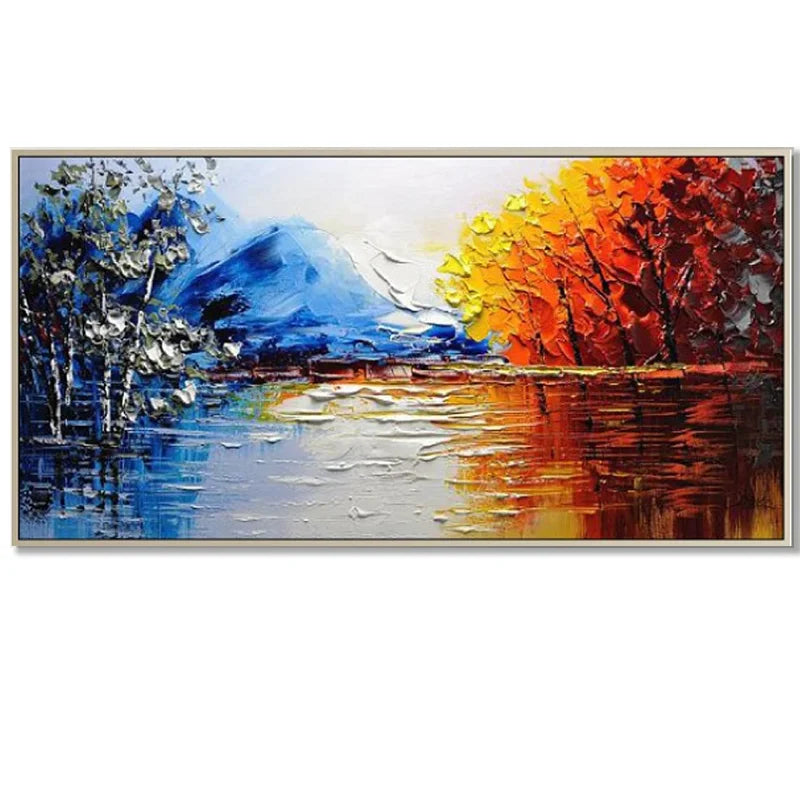Handmade Abstract Landscape Painting on Canvas, Wall Art, Pictures for Live Room, Home Decor, Unframe Peaceful Pleasures Health and Wellness