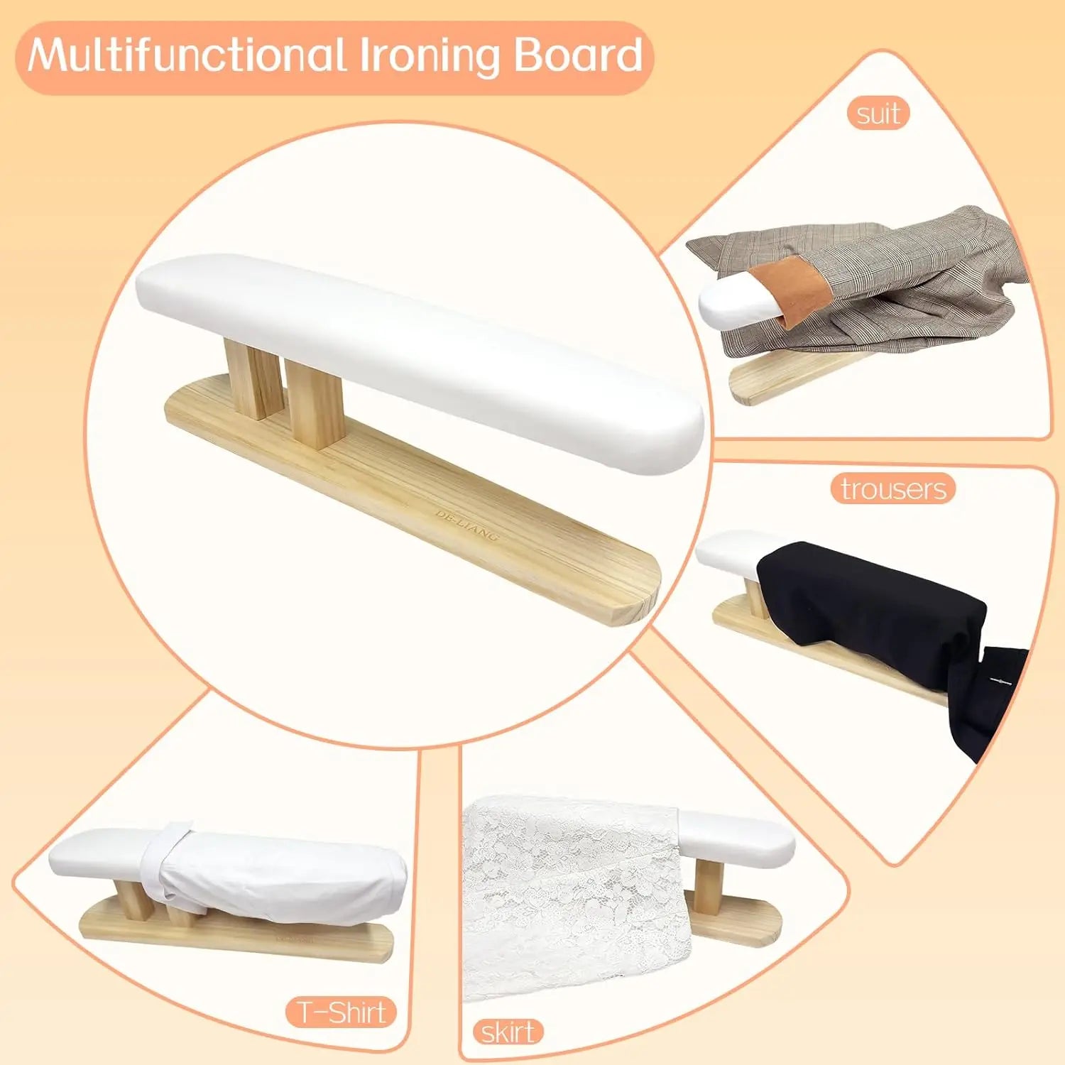 Long Padded Sleeve Ironing Board – Ash Wood Base, Non-Slip, Handmade Peaceful Pleasures Health and Wellness