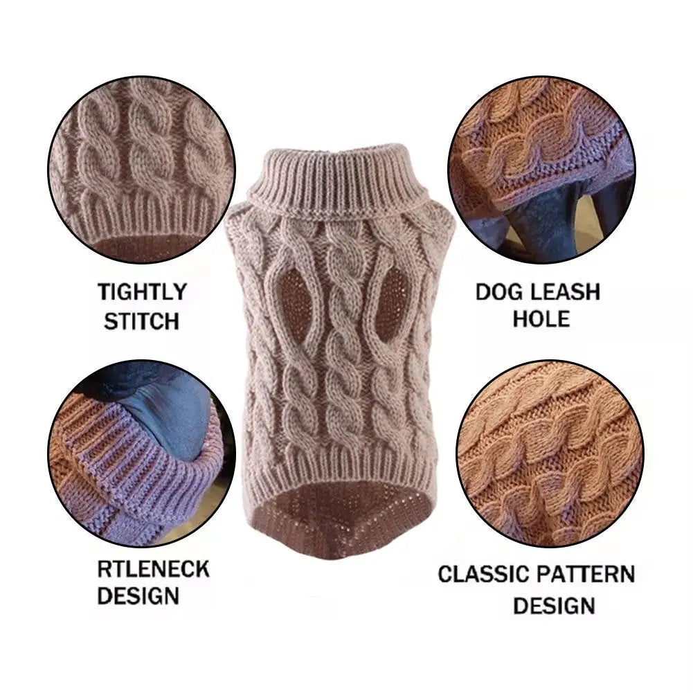 Knitted Dog Sweater – Warm Winter Coat for Small Dogs