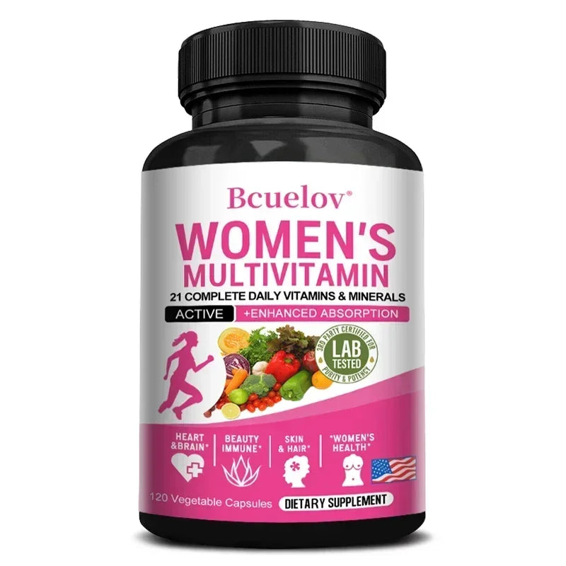 Women's Multivitamin Supplement Capsules - for Joints, Hair, Skin, Nails, Brain, Heart, Digestive and Immune Health Peaceful Pleasures Health and Wellness 120 Count-1 bottle